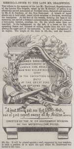 Memorial-Stone para o falecido Sr. Braidwood (gravura) de English School