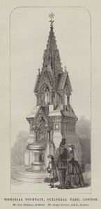 Memorial Fountain, Guildhall Yard, Londres, Sr. John Robinson, Arquitecto, Sr. Joseph Durham, ARA, Escultor (gravura) de English School
