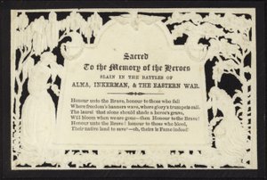 Cartão memorial para a memória dos heróis mortos em guerra de English School