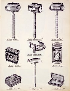 Equipamento de barbear para homem, de um catálogo de artigos domésticos e acessórios, c.1890-1910 de English School