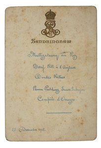 Menu para o dia de Natal em Sandringham de English School