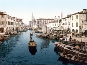 Mercado de Peixe, Chioggia (foto colorida à mão) de English School