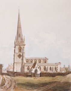 Middleton Cheney, vista sul da igreja, c.1820 (tinta e papel no papel) de English School