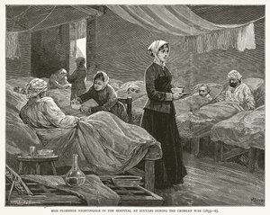 Miss Florence Nightingale no Hospital de Scutari durante a Guerra da Crimeia (1855--6) de English School