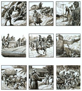 Montagem de fotos sobre a história das estradas de English School