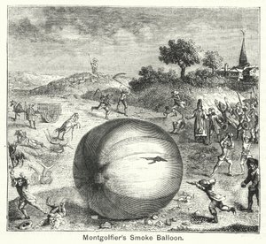 Balão de fumo de Montgolfier (gravura) de English School