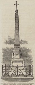 Monumento em Carmarthen aos Oficiais e Soldados dos Royal Welch Fusiliers que caíram na Guerra da Crimeia (gravura) de English School
