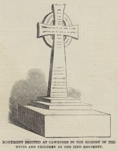 Monumento erguido em Cawnpore à Memória das Esposas e Filhos do 32º Regimento (gravura) de English School