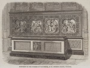 Monumento à Duquesa de Gloucester, na Capela de São Jorge, Windsor (gravura) de English School