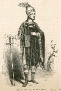 Sr. Anderson no papel-título da peça King Arthur, Teatro Drury Lane, Londres de English School