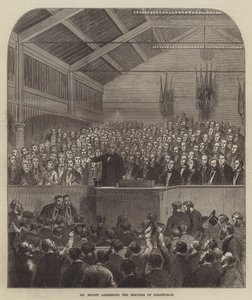 Sr. Bright dirigindo-se aos Eleitores de Birmingham (gravura) de English School
