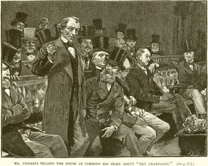 Sr. Disraeli dizendo à Câmara dos Comuns sua história sobre o champanhe seco