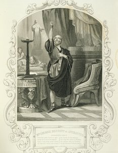 Sr. George Bennett como Apemantus, Act I Scene 2, em Timon of Athens por William Shakespeare (1564-1616) de English School