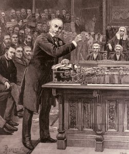 Sr. Gladstone Explicando à Câmara dos Comuns seu Esquema para o Governo da Irlanda, de &39;The Illustrated London News&39;, 17 de abril de 1886 de English School