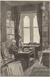 Sr. Gladstone em sua biblioteca no Castelo de Hawarden de English School