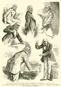 Atitudes do Sr. Gladstone quando se dirige à Casa (gravação) de English School