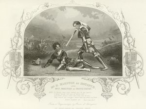Sr. H Marston como Hotspur e Sr. F Robinson como o príncipe Henry, rei Henrique IV, parte I