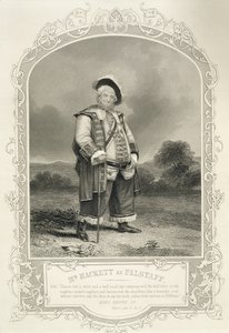 O Sr. Hackett como Falstaff, em Henrique IV (Parte 1) Ato IV Cena 3, por William Shakespeare (1564-1616) de English School