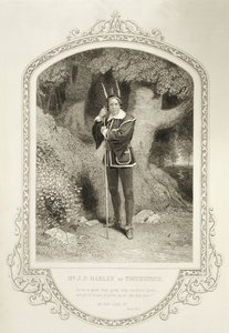 Mr JP Harley como Touchstone, Act V Cena 1, em Como Você Gosta de William Shakespeare (1564-1616) gravado por George Hollis (1792-1842) de um daguerreótipo de JP Mayall (1810-1901) de English School