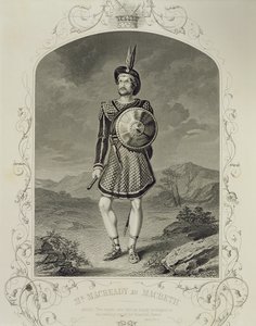 Mr Macready como Macbeth, Act I Scene 3, na peça de William Shakespeare (1564-1616) de English School