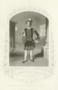 Sr. P Richings (da Filadélfia) como Mercutio, Romeu e Julieta, Ato I, Cena IV de English School