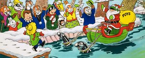 Sr. Sapo em um trenó no Natal de English School