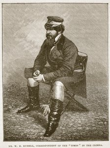 Sr. WH Russell, correspondente do Times na Criméia, ilustração da Cassells Illustrated History of England (foto em sépia) de English School