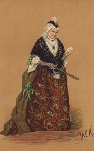 A Sra. Stirling, como a Sra. Malaprop, na Comédia dos Rivais. (cor litho) de English School