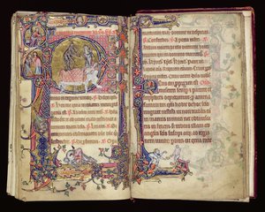 Ms 1-2005, ff.235v-236r: Death Striking, historiated inicial do Saltério de Macclesfield, Uso de Sarum, East Anglia, c.1330 de English School