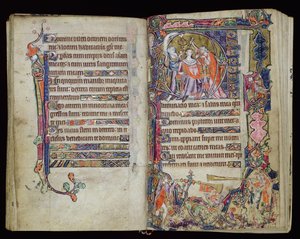 Ms 1-2005, ff.38v-39r: A Unção de David, historiated D inicial do Saltério de Macclesfield, Uso de Sarum, East Anglia, c.1330 de English School
