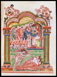 Ms 274 (Y-6) fol.37 O Sonho e a Adoração dos Magos, do Missal de Robert de Jumieges, c.1016 de English School