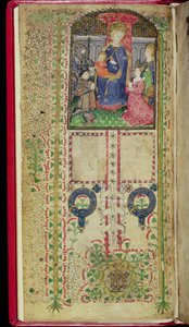 Ms 41-1950, f.2v: Página de dedicação de um livro de horas pertencente a Margaret Beauchamp, c.1424 de English School