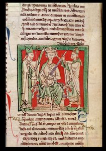 Ms 6712 (A.6.89) fol.133r Stephen King (c.1097-1154), em miniatura das flores da história por Matthew Paris, 1250-1252 de English School