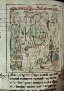 Ms 6712 (A.6.89) fol.144v D. João (1167-1216), em miniatura das flores da história por Matthew Paris, 1250-1252 de English School