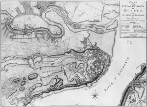 Desconhecida A 224 f.8 Mapa da cidade e arredores de Quebec com seu cerco e bloqueio pelos americanos, ilustração do "Atlas de la guerre d&39;Amerique", 1775-76)