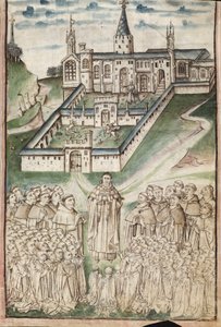 Ms. New Coll 288, f3r. (Manuscrito de Chaundler), Life of William of Wykeham por Thomas Chaundler (caneta e tinta e têmpera sobre velino) de English School
