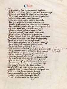 Ms. New Coll 314, f19r, Os Contos de Canterbury por Geoffrey Chaucer (caneta e tinta sobre velino) de English School