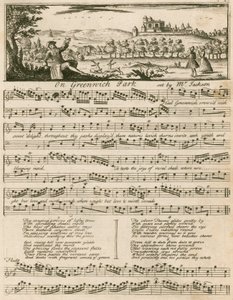 Partitura musical: Em Greenwich Park, definido por Jackson de English School
