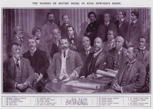 Músicos e compositores durante o reinado do rei Eduardo VII (litho) de English School