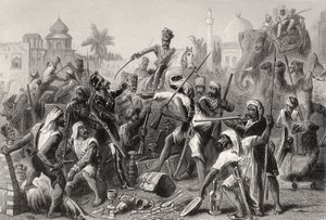 Sepulcros Mutinous dividindo despojos, de "A História do Motim Indiano", publicado em 1858 de English School