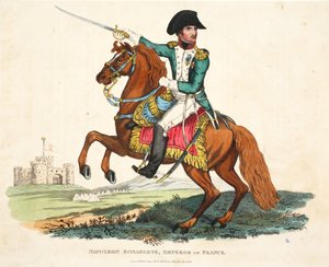 Napoleão Bonaparte, imperador da França, gravado por Romney, pub. por Richard Evans, ilustração de um relato histórico da batalha de Waterloo por William Mudford, 1816 de English School