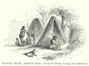 Cabanas dos nativos, Baía de Jervis (gravura) de English School
