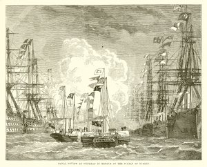 Revisão naval em Spithead em honra do sultão da Turquia de English School