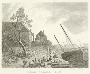 Perto de Cowes, Isle of Wight (gravura) de English School