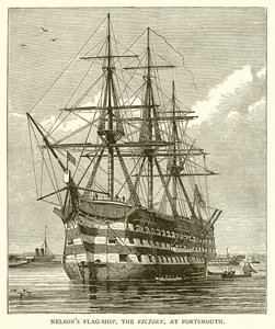 Nelsons Flag-Ship, a vitória, em Portsmouth de English School