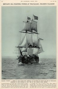 Nelsons Victory: um modelo do navio de 100 canhões no qual ele lutou e morreu em Trafalgar, do The Illustrated London News Royal Naval and Military Review Number, 20 de julho de 1935 de English School