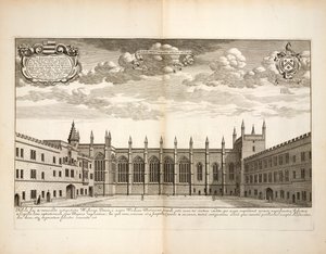 New College, placa 20 da Oxonia Illustrata de David Loggon, Oxford 1675 de English School