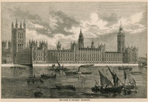 Casas novas do parlamento, Westminster, Londres de English School