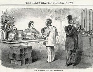 Novo Aparelho de Gasolina Móvel, retirado do London Illustrated News de English School