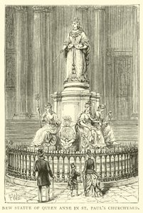 Nova Estátua da Rainha Ana no St Pauls Churchyard de English School